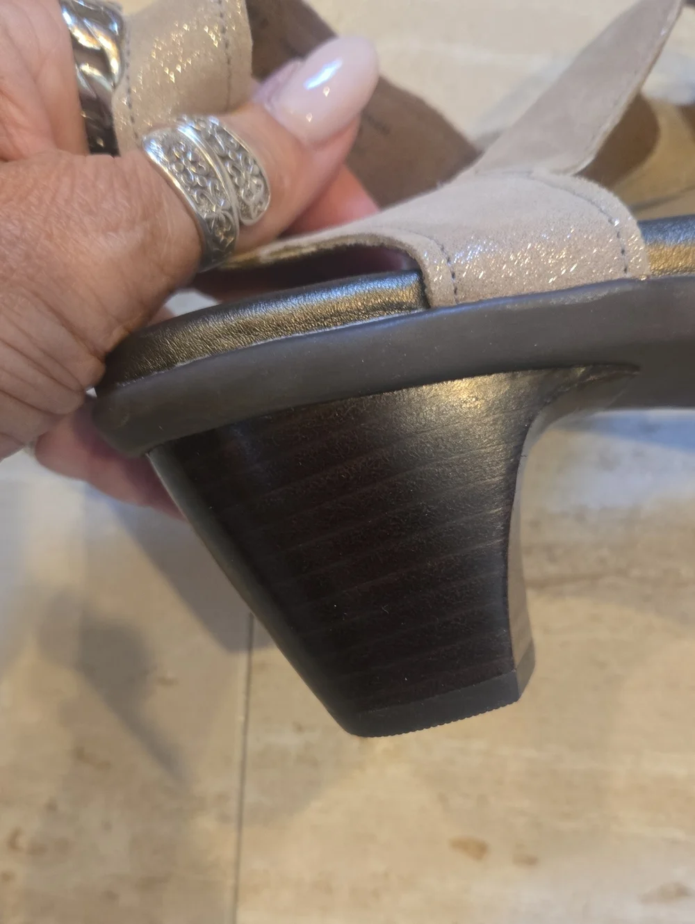 Aravon Shimmery Power Comfort Strappy Heel Sandals